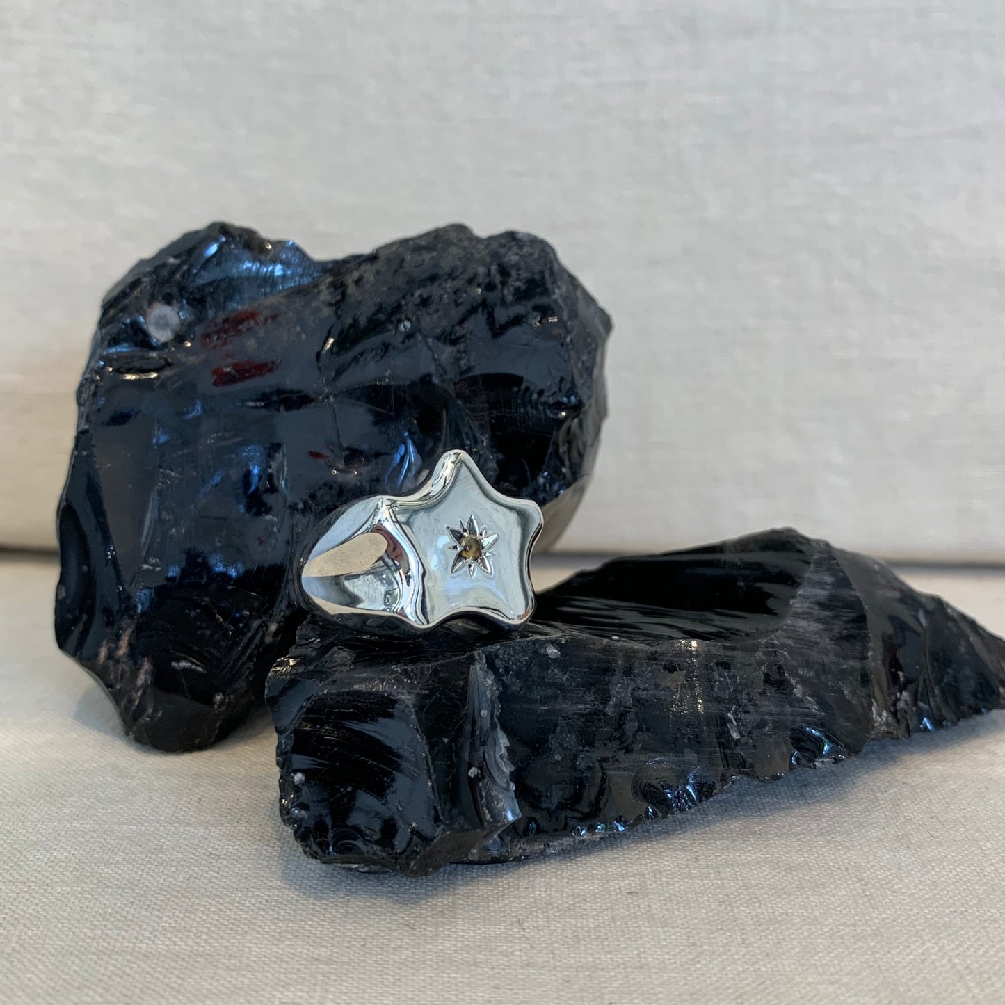 Chunky Citrine Star Signet
