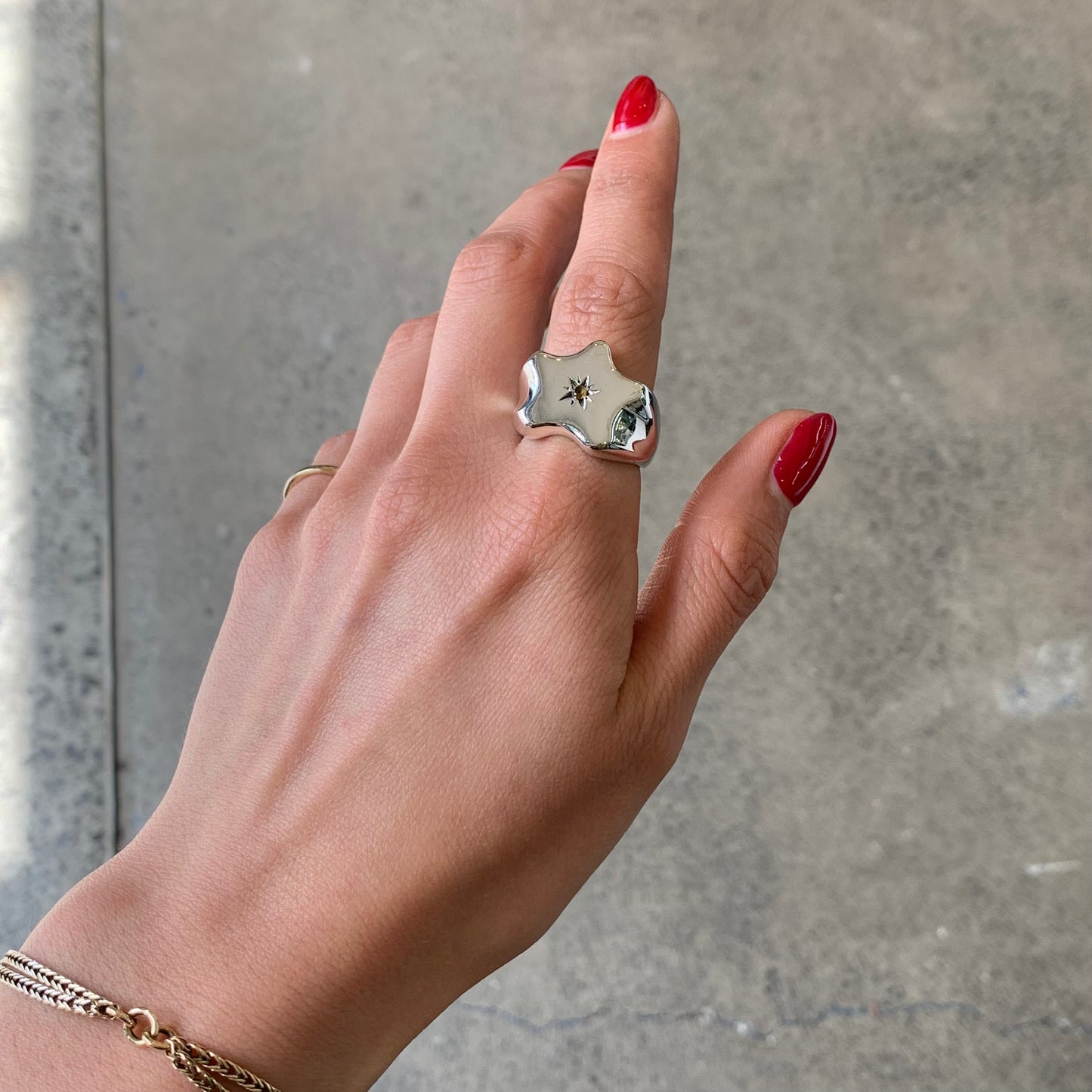Chunky Citrine Star Signet