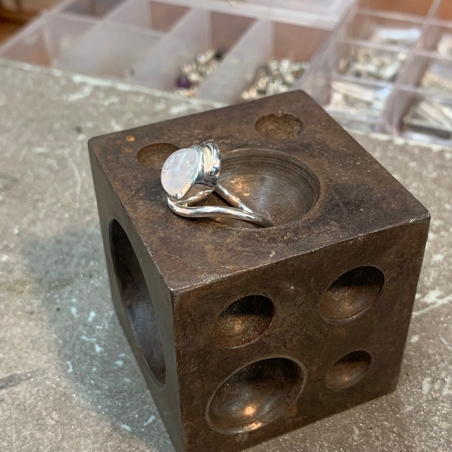 Moonstone Yin-Yang Ring